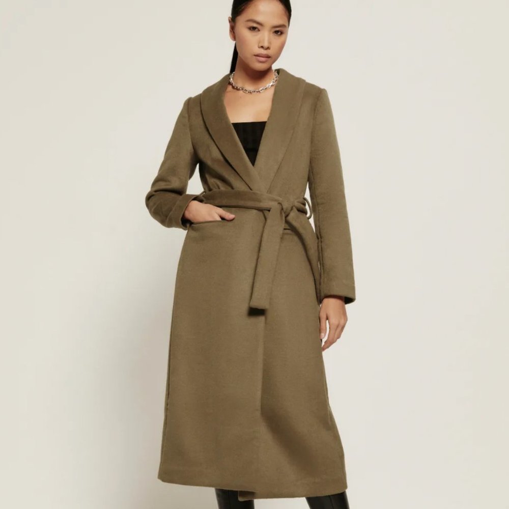 Reformation Greenwich Coat (Olive) XS NWT